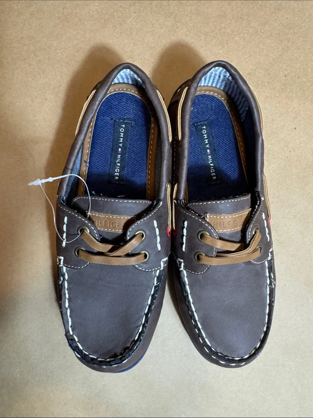 Kid’s Brown Leather-Style Moccasin Boat Shoes